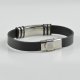 Black Leather Amber bracelet for men 